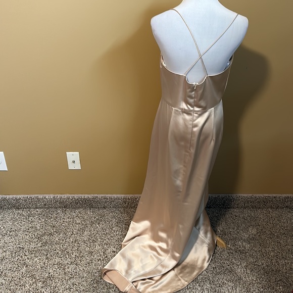 The Dressy Collection by Vivian Diamond Satin Cowl Neck Gown Party Dress - Picture 4 of 6